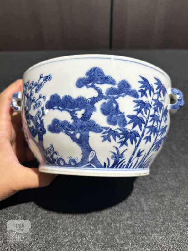 清光绪 青花岁寒三友图温碗 - 图5